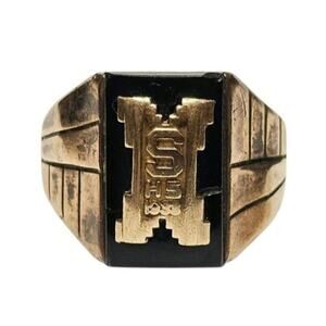Antique 1938 Josten 10K Gold Top Sterling High School Ring